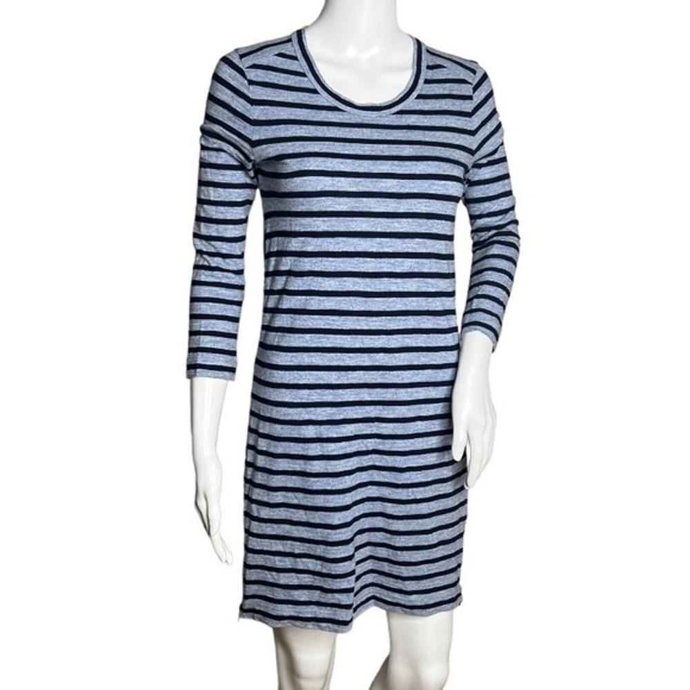 J Crew Dress Womens XXS Blue Striped Jersey Knit Mini Side Zippers Casual Preppy